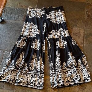 Black and White Paisley Boot Cut Pants